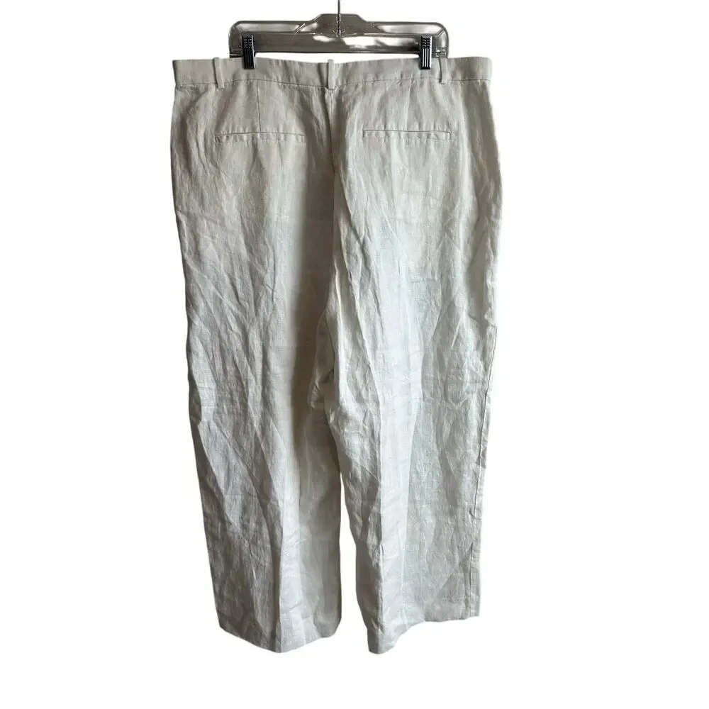 Banana Republic The Soho Wide Leg Linen Pant Cream White 20 NEW